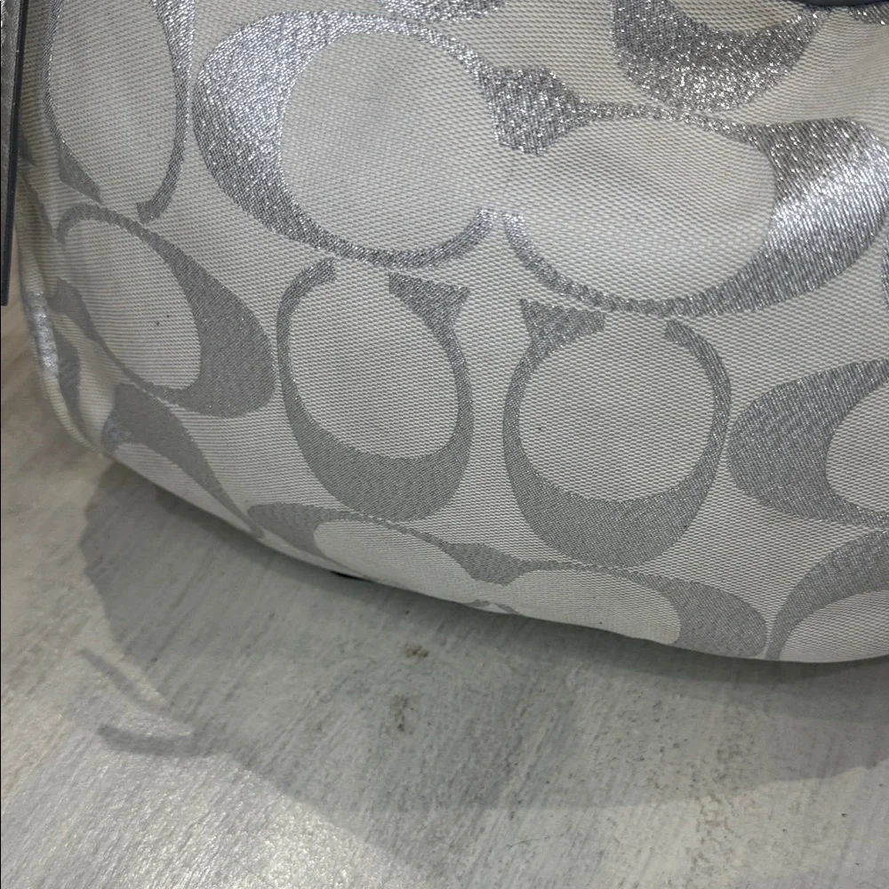 Coach Metallic Silver and Cream Shoulder Hobo Bag - Picture 6 of 16